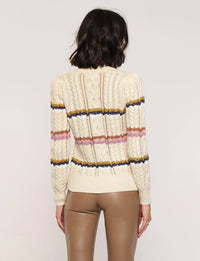 Multi Colored Striped Heartloom Rossini Sweater in Ecru
