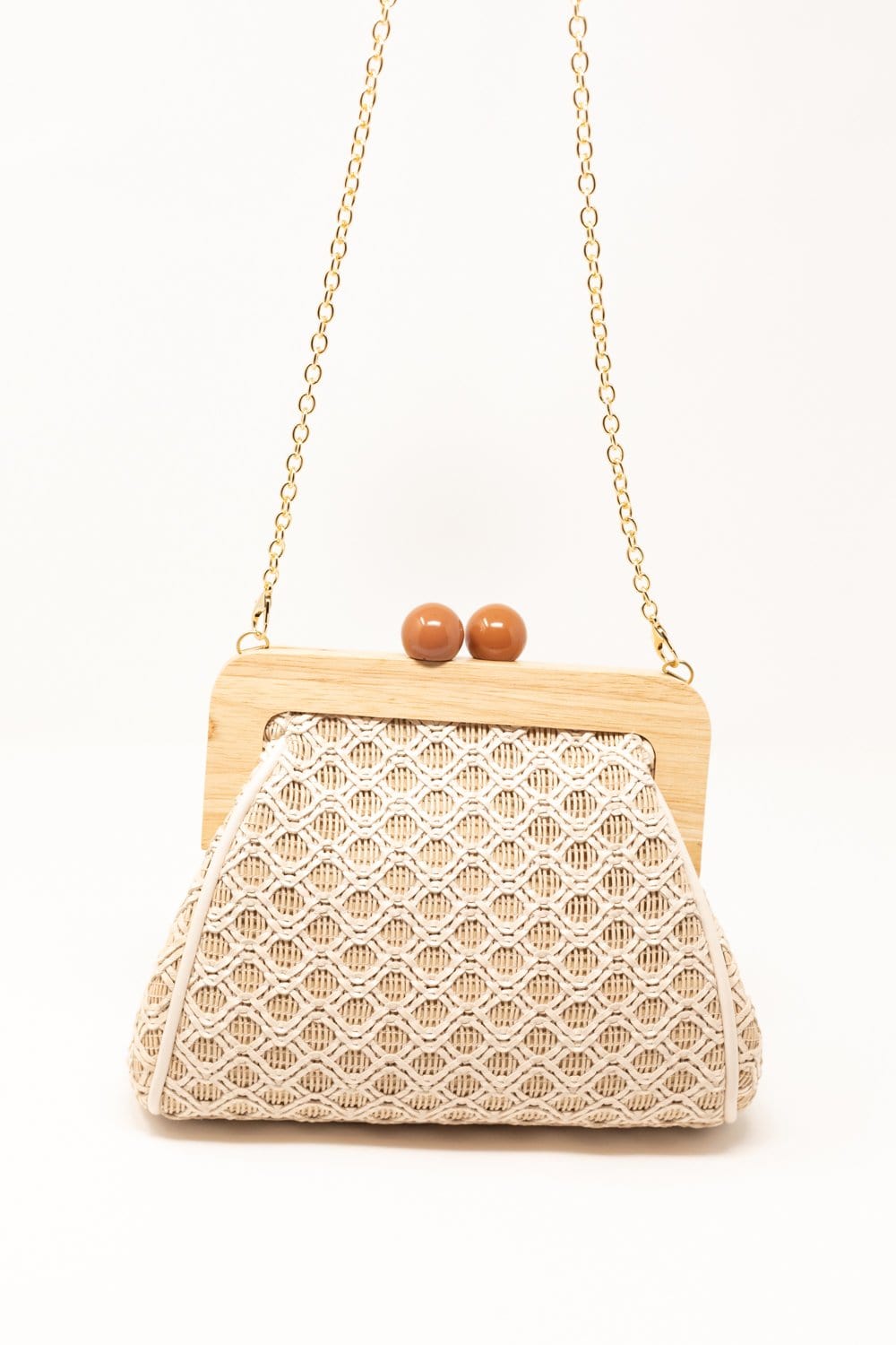 Brenna Wooden Wicker Bag