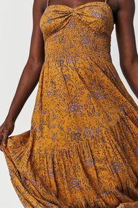 Free People Sundrenched Printed Maxi Dress Dusty Olive Combo